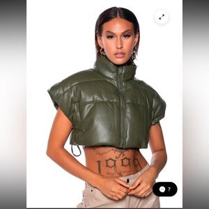 Akira Olive Green Women's Puffer Vest